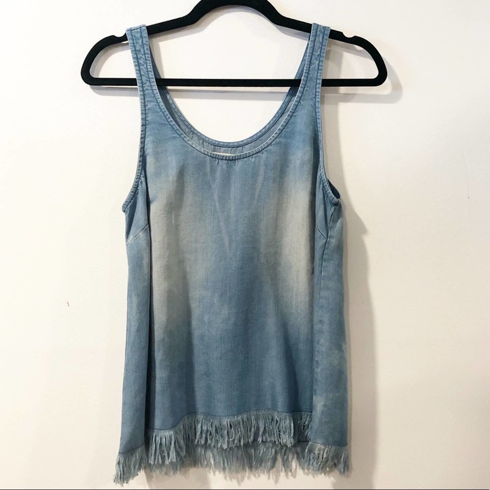 Anthropologie Tina & Jo Chambray Raw Hem Tank Top